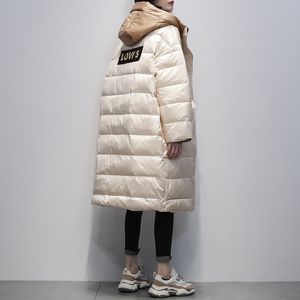 90% Vit Duck Down Jacket Hooded Kvinnor Tjock Lång Loose Winter Coat Kvinnor Koreansk Kvinna Puffer Jackor doudoune Femme Outwear LJ201021