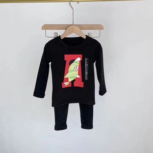 Nuova maglia a maniche lunghe per bambini con motivo a squalo piccolo + pantaloni, base per intimo autunno e inverno per bambini 00965