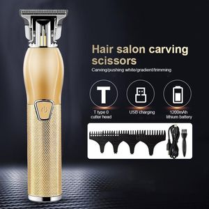 Máquina de cortar cabelo profissional Barbeiro Cortador de corte de cabelo recarregável Aparador de barbear ajustável sem fio Metal para homens