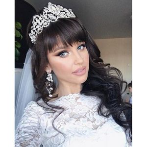 Trendy Taç Gelin Kafa Gelin Tiaras Barok Kristal Düğün Saç Aksesuarları Headdress Düğün Tiara Ve Taç İçin Kadınlar