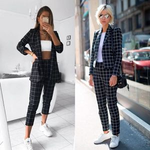 Spring Black Check Women Pants Suits For Wedding Leisure Mother of the Bride Suit Ladies Evening Party Tuxedos Formal Wear 2 Pcs
