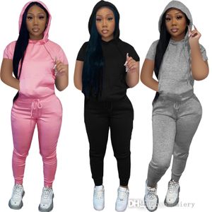 Womens Sweatpants and Hoodie 2022 봄과 여름 패션 스포츠 스웨터 짧은 소매 2 피스 슈트