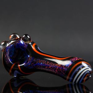 Flash Stripe Glass Pipe 4.1" Mini Hand Pipes Spoon design