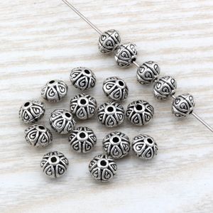 200Pcs Antiqued Silver Zinc Alloy Round Flat Spacer Beads 7mm For Jewelry Making Bracelet Findings D4