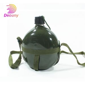 Deoouny 알루미늄 군대 군대 플라스크 와인 물병 어깨 끈으로 요리 컵 하이킹 주전자 야외 1 / 1.5 / 2L Drinkware 201221