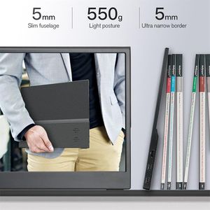 Monitor portatile da 13,3 pollici con touch screen a 10 punti Display per computer IPS HDR con HDMI / USB-Type-C per PC Laptop Telefono Supporto VESA nuovo a17