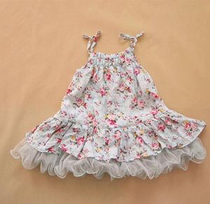 2022 Baby Mädchen Kinder Vintage Blumen Tutu Kleid Blumenkleid Pettiskirt Tüllrock Spitzenschlauch Ballett Prinzessin Rosa