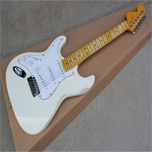 Left hand 6-string electric guitar, cream chrome plated metal hardware imitation old maple fingerboard