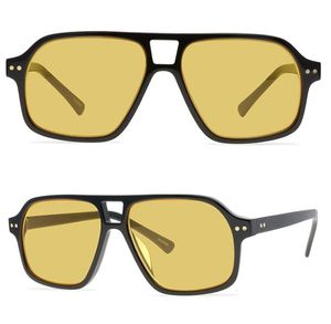 Men Sunglasses Brand Oversized Sunglasses Women Eyewear Shades Male Plank Large Square Frame Eyeglasses Gray Yellow Lens Sun Glasses with Box