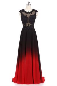 Nyaste Sexiga Lace Gradient Prom Klänningar med Long Chiffon Plus Size Ombre Formal Evening Party Gowns QC1539