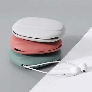 Förvaringspåsar Mini Portable Headphone Case USB Data Kabel Organisator Earphone Bag Wire Silicone Travel Headset