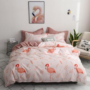 Szyldice Stylowe Czarny Styl Flamingo Styl Comforter Zestaw Pościel 3/4 Sztuk Bedclothes Zestawy Pościel Okładki Drążek Pokrywa Prześcieradła Poduszki LJ201127