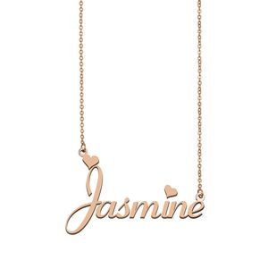 Jasmin-Namensketten-Anhänger, individuell personalisiert, für Frauen, Mädchen, Kinder, beste Freunde, Mütter, Geschenke, 18 Karat vergoldeter Edelstahl-Schmuck