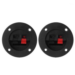 Wholesale speaker box connector resale online - 2PCS Terminal Round Cup Connector Parts Express Spring Clip Double Binding Post Screw Wire Gold Car Subwoofer Speaker Box Black1