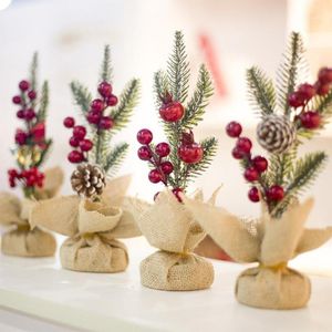 Christmas Decorations KITPIPI Pine Needles Table Setting Creative Red Fruit Cone Desktop Decoration Ornaments Accessories1