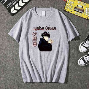Jujutsu Kaisen Megumi Fushiguro T Shirt Män Kawaii Toppar Tecknad T-shirt Karate Graphic Tees Tee Shirt Unisex Harajuku Tröja Man G220223