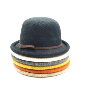 Chapéus largos de largura material de alta qualidade Fedoras unissex redonda casual top cenping moda de inverno de inverno boné para homens mulheres1