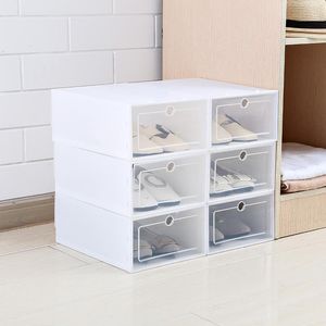 6PCS/Set Thickened flip shoes transparent Drawer Case Plastic Shoe Boxes Stackable Box storage box shoe storage organizer