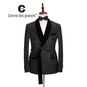 Cenne Des Graoom Nowe Męskie Kostium Kostium Tuxedo Dwa Kawałki Eleganckie Projekt Aksamitne Lapel Na Wedding Party Piosenkarz DG-Black 201106