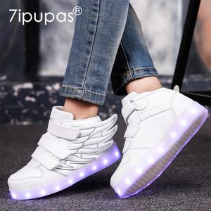 7ipupas Nuove scarpe ricarica USB 25-35 scarpe luminose ala scarpe led ragazzi ragazze tendenza moda 7 colori scarpe da ginnastica luminose LJ200907