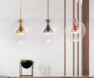 Modern golden black Pendant Light drop glass LED Pendant Lamp D23cm For bedroom dining room Suspension Home lighing