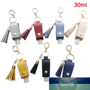 30ml Hand Sanitizer Läder Keychain Holder Travel Bottle Refillable Container Flip Reusable With Tassel Keychain Carrier