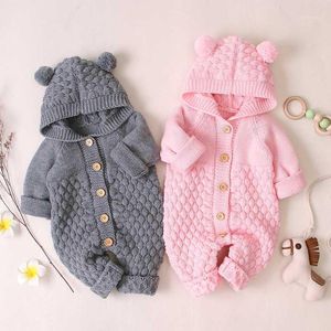 Baby Rompers вязаный с длинным рукавом вязание новорожденных Bebes Boys Boys Girls Pampsuits Onesie зимняя осень малыша дети комбинезон одежды1