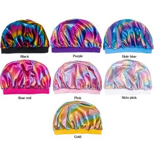 Le donne musulmane elasticizzate a tesa larga in raso di seta Bandana Night Sleeping Turban Hat headwrap Bonnet chemo cap Accessori per capelli