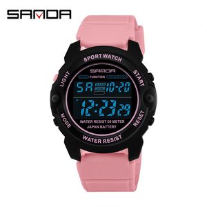 Sanda Sports Women Watches Мода Повседневная Водонепроницаемая Светодиодная Цифровые Часы Женские Наручные Часы Для Женщин Часы Relogio Feminino 6003 201119