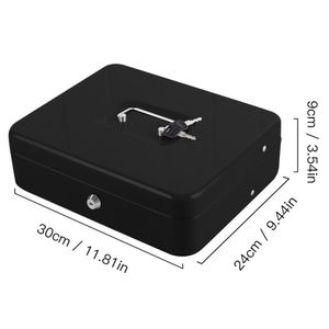 Portable Security Lockable Cash Box Tiered Tray Money Drawer Safe Storage Black 40FP14 C01162490