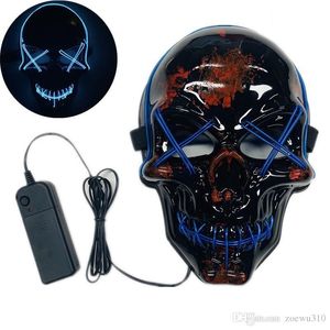 El fio máscara de halloween led iluminar máscaras engraçadas o ano eleitoral de purga grande festival cosplay traje suprimentos máscara de festa wvt0917