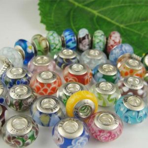 Handmade Lampwork Classic Glass Loose Beads Big Hole Charms Murano Silver Plated 925 Thread Cores In And Be Stamped Broadbrimmed For DIY Bracelets Necklaces Jewelry