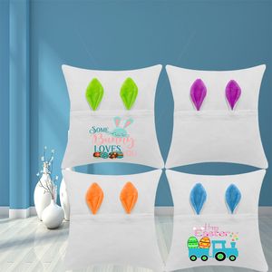 40 * 40cm Sublimação Bolso Bolso Caso de Pelúcia Rabbit Ears Pillowcover Branco DIY Lançamento Sofá Almofada Cama Home Suprimentos Easter Decor