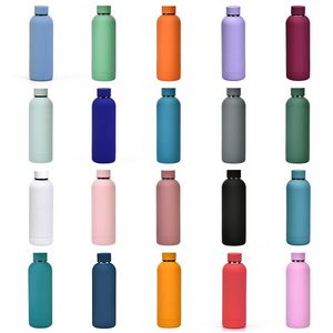 17oz muggar kolv vattenflaska Dubbelväggig rostfritt stål Vakuumisolerad Tumbler Cup Travel Thermos Custom DIY Present Reusable läckage Bevis BPA-fri kolv med lock