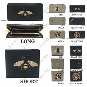 Top Quality Designer Wallets Womens Mens animal Short Wallet Leather black snake Tiger bee Wallets Long Style Purse Coin Purse Card Case Holder with box