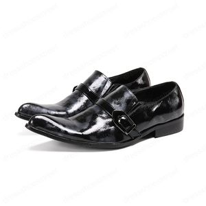 Echtes Leder Business Herren Schuhe Slip On Schwarz Herren Brogues Formelle Oxford Schuhe für Herren Abendschuhe mit Metallkette