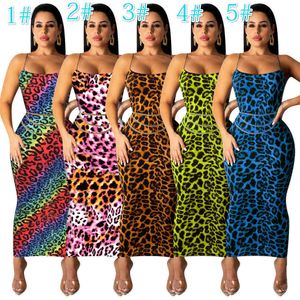 Sommar kvinna designer sexig klänning leopard tryck halter klänningar ärmlös axelremmar klänning damer 2022 trender ny kläder
