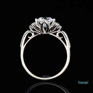Eleganta blommor moissanitringar vit d färg 1ct diamant s925 silver bröllop lyxiga smycken droppe