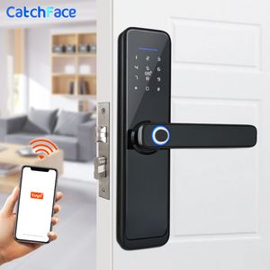 Tuya Smart Fingerprint Door Lock Safe Digital Electronic Lock With WiFi APP Password RFID Unlock For Home Security Y200407