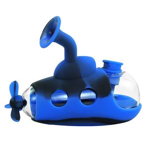 Forma submarina Dab Rig Silicone Hookahs Bongo Tubulações de Água de Água Plataformas De Óleo de Vidro Erva Bubbler Realizou bongos de Hookah Colorido