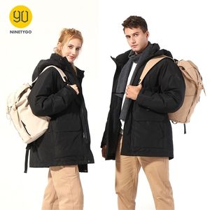 Ninetygo esperto aquecido para baixo jaqueta 80% para baixo aquecimento de alta tecnologia 4 configurações de temperatura moda parka inverno impermeável para baixo parka 201114