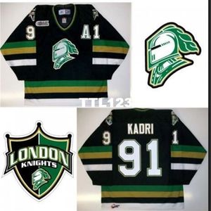 Ricamo completo # 91 Nazem Kadri Ohl London Knights Premier 7185 Maglia da hockey Cuci qualsiasi numero di nome