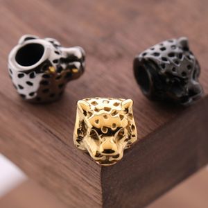 Popularne DIY Biżuteria Dokonywanie Metalowe Akcesoria 12 * 13.6mm Gold / Black / Silver Plated Stainless Steel Leopard Head Charm