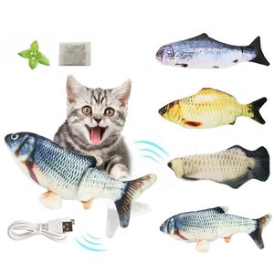 Elektronisk rörlig fisk katt leksak flopping kicker catnip leksaker för katter husdjur levererar rolig tugga inomhus