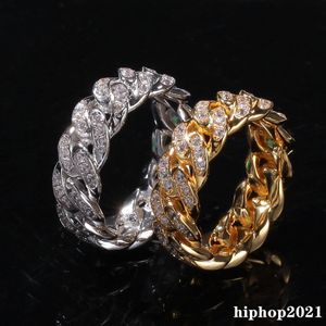 Anello gioielli da uomo Gioielli hip-hop Ghiacciati Oro Argento CZ Anelli con pietre Anelli Bling Bling di moda