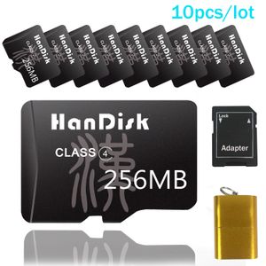 10 stks Handisk Mini SD-kaart 256 MB Micro SD TF-kaart Volledige capaciteit 3 ​​jaar garantie voor klein bestand met Adpater