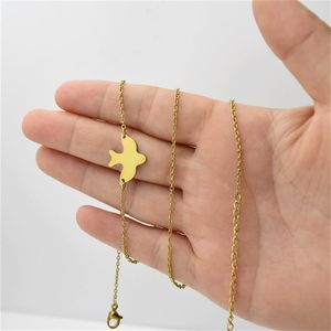 Wholesale bird peace resale online - Pendant Necklaces European And American Accessories Short Necklace Stainless Steel Peace Dove Bird Clavicle Chain Summer Simple Woman