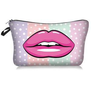 Polyester Lip Digitale Afdrukken Handtas Multi Design Womens Makeup Opslag Mode Cosmetische Pouch Toiletto Draagbare Bag Hot Koop 6MB L2