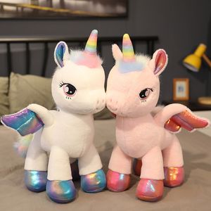 Einhorn Pegasus. großhandel-Regenbogen Pegasus Unicorn Fleece Spielzeug Pony Schlafende Kissen Foto Prop