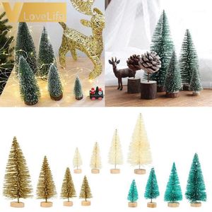Wholesale sisal fiber for sale - Group buy Christmas Decorations Sisal Fiber Mini Tree Colors Snow Frost Small Pine DIY Craft Desktop Decoration Ornaments1